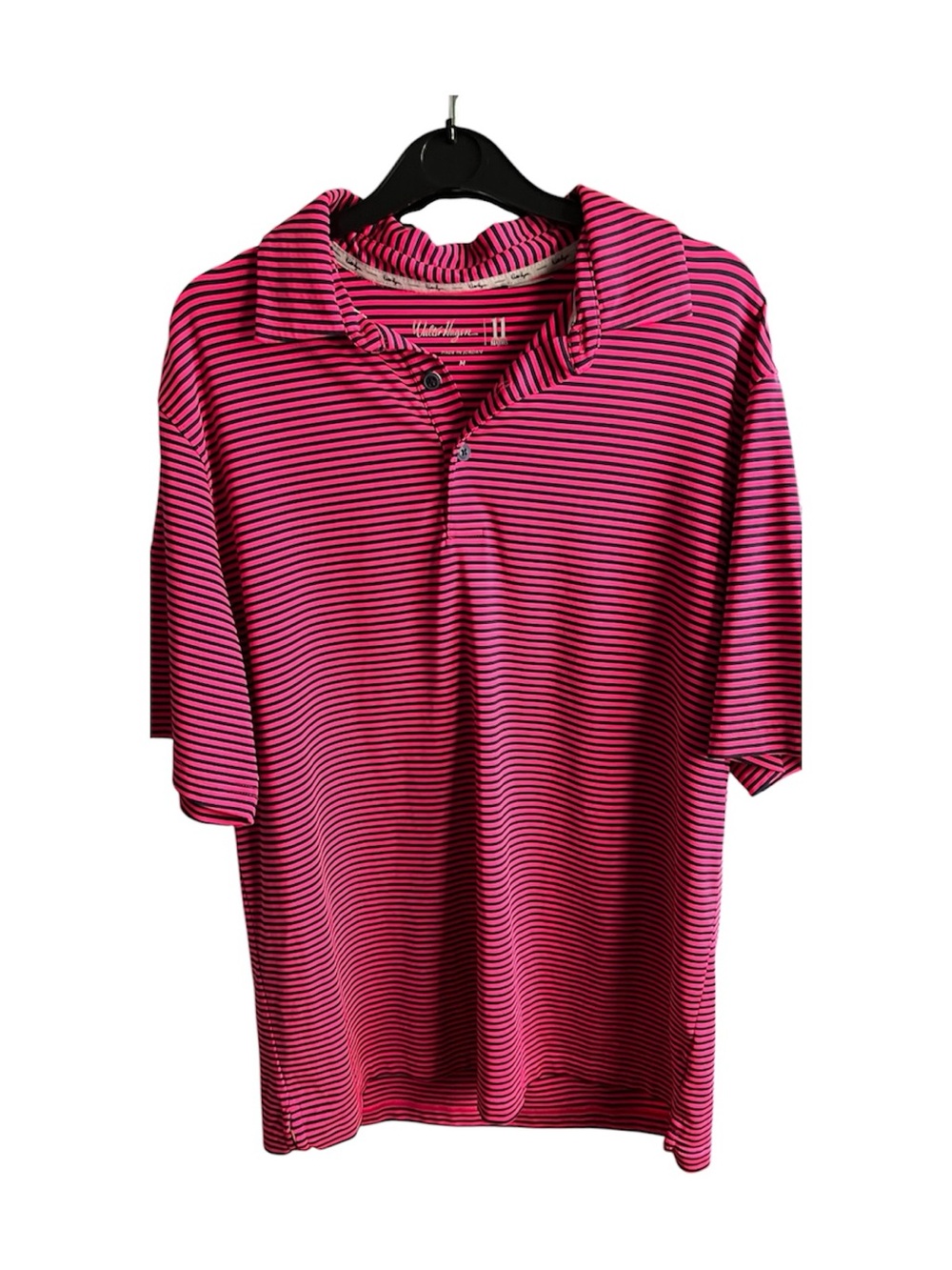 Walter Hagen Pink and Black Striped Polo